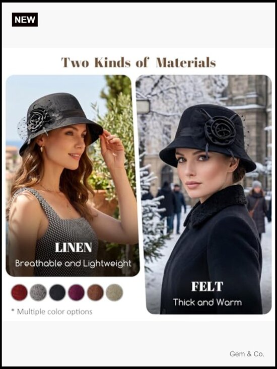 Wide Brim Fedora Hat with Floral Decor, Vintage Style main image 3